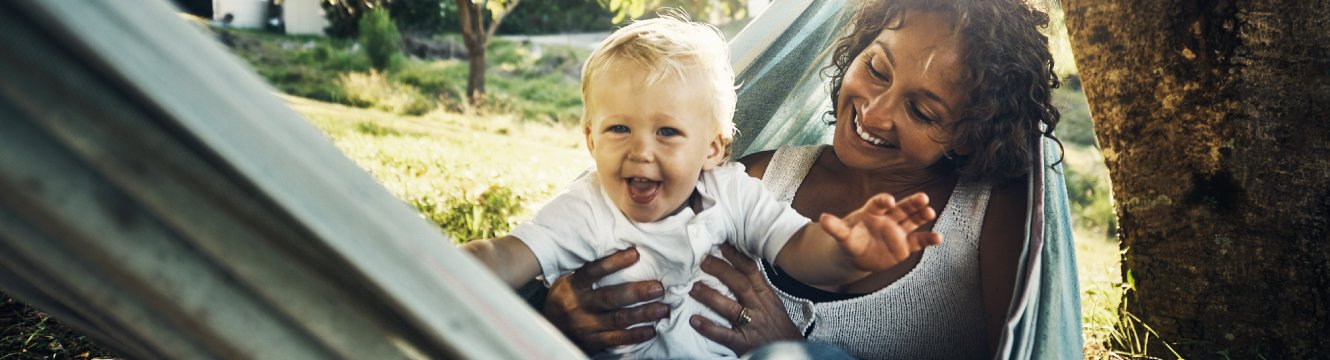 A mother and son in hammock